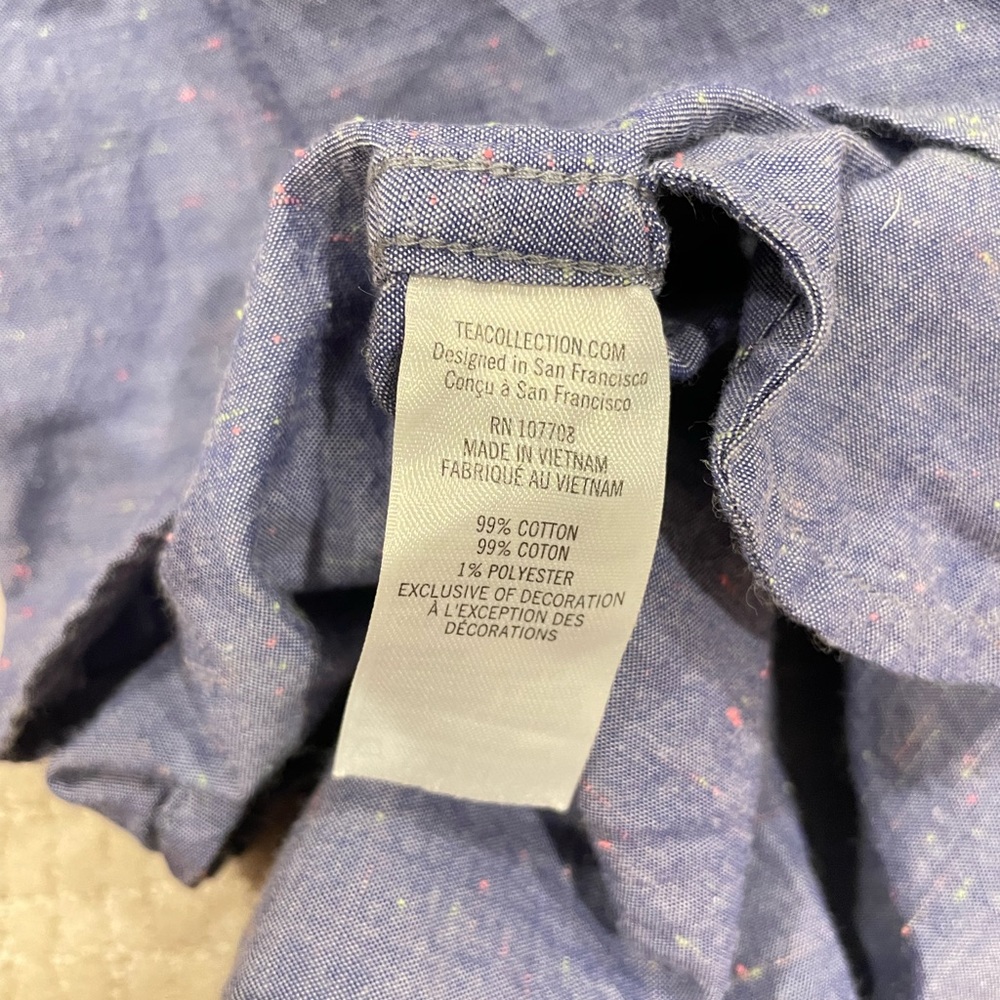 Tea Collection Embroidered Chambray Shirt Dress sz 7 - Picture 6 of 6
